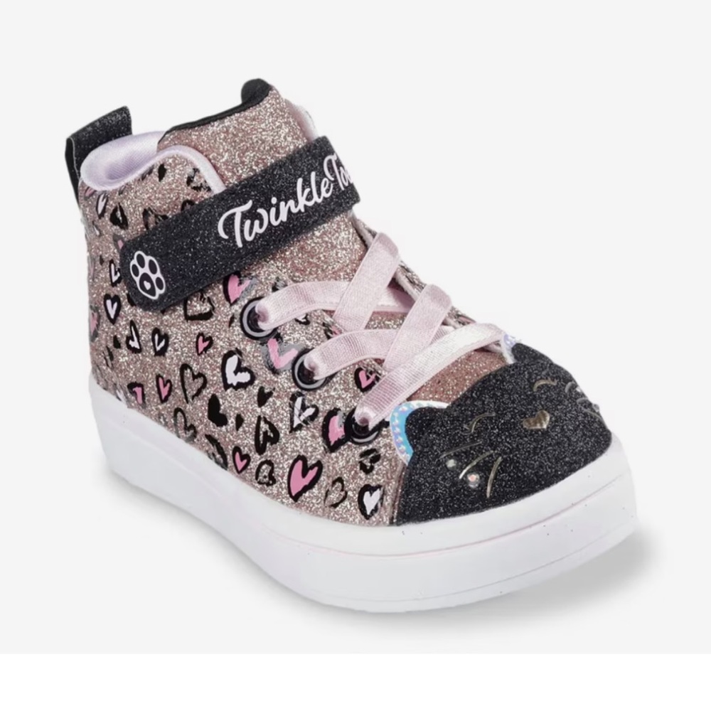 Skechers Twinkle Toes Glitter Sneakers - Pink and Black